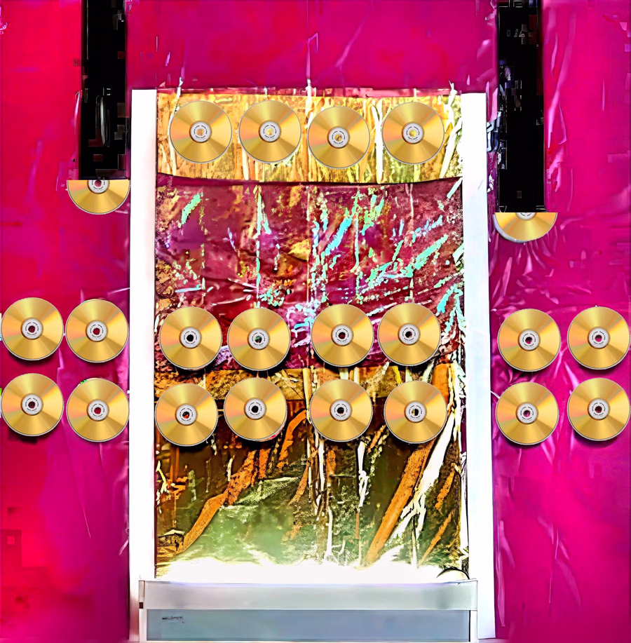 Gold Discs on Magenta