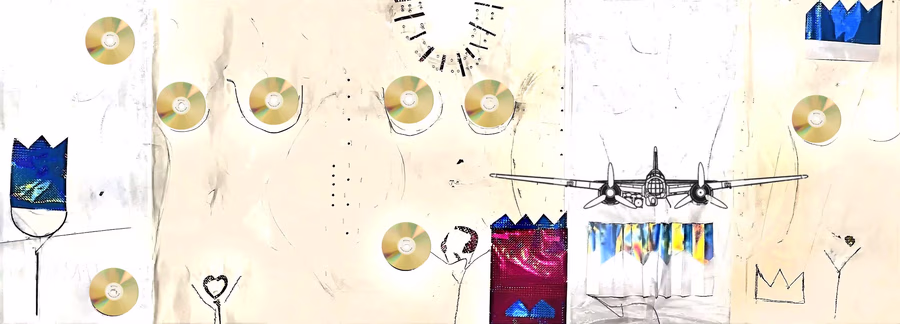 Untitled (CDs and Warplane)