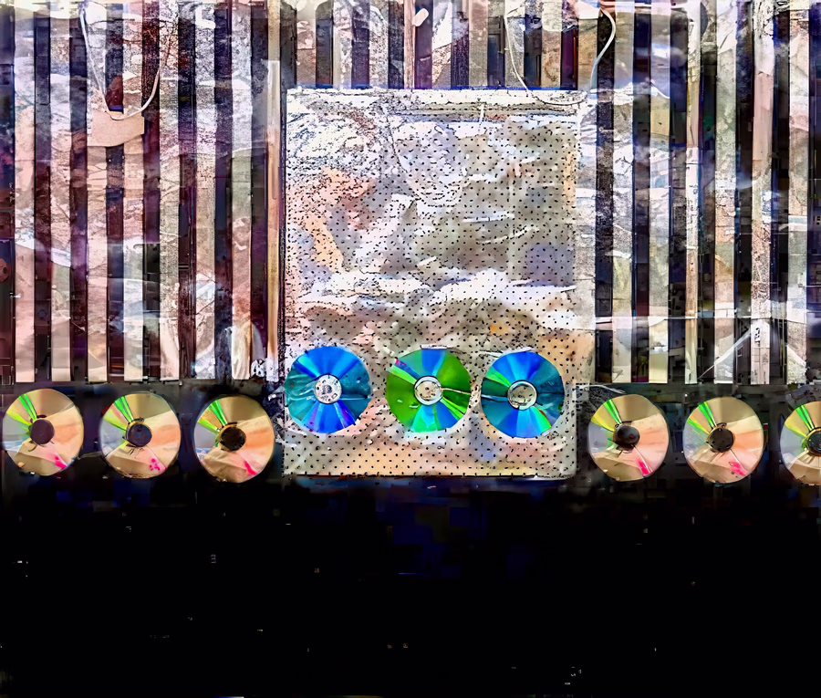 Untitled (CD Row with Stripes)