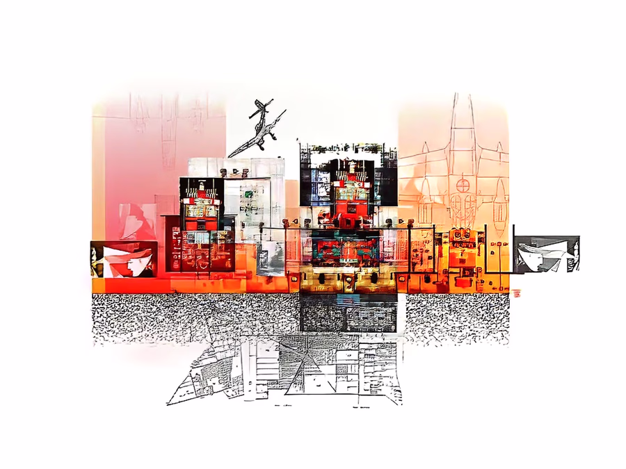 Untitled (Architectural Warplane Collage)