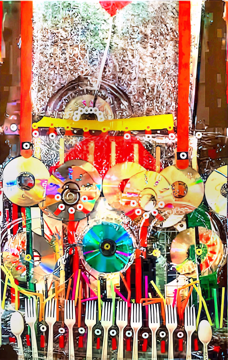 Forks, Discs, Red Frame