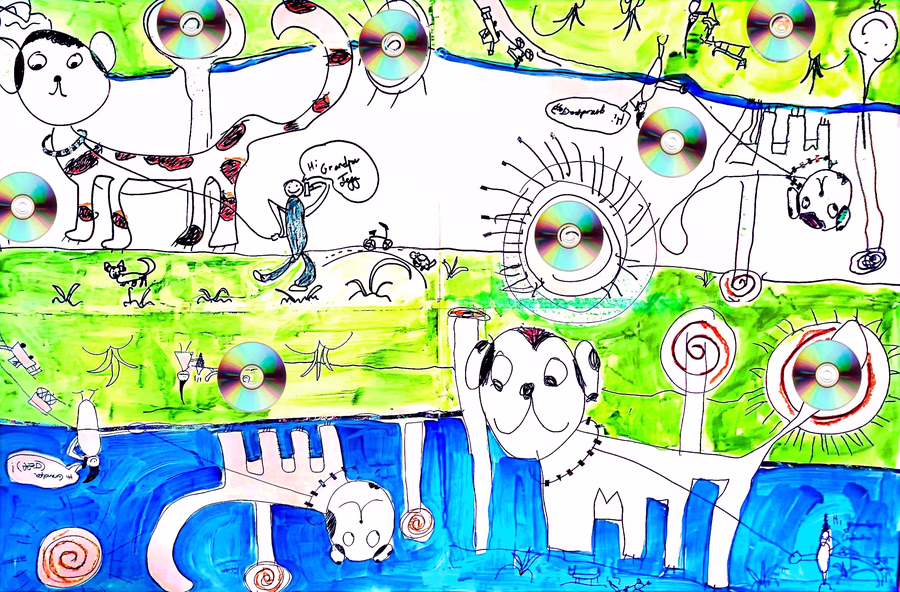 Untitled (Animals and CDs)