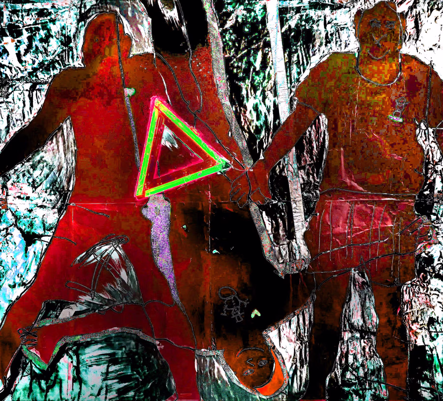Figures with Neon Triangle