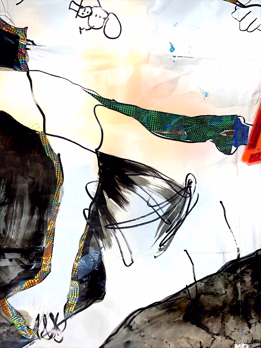 Untitled (Iridescent Ribbon Collage)