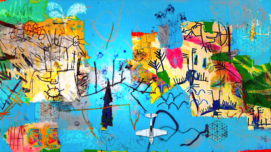 Untitled (Cityscape with Plane)