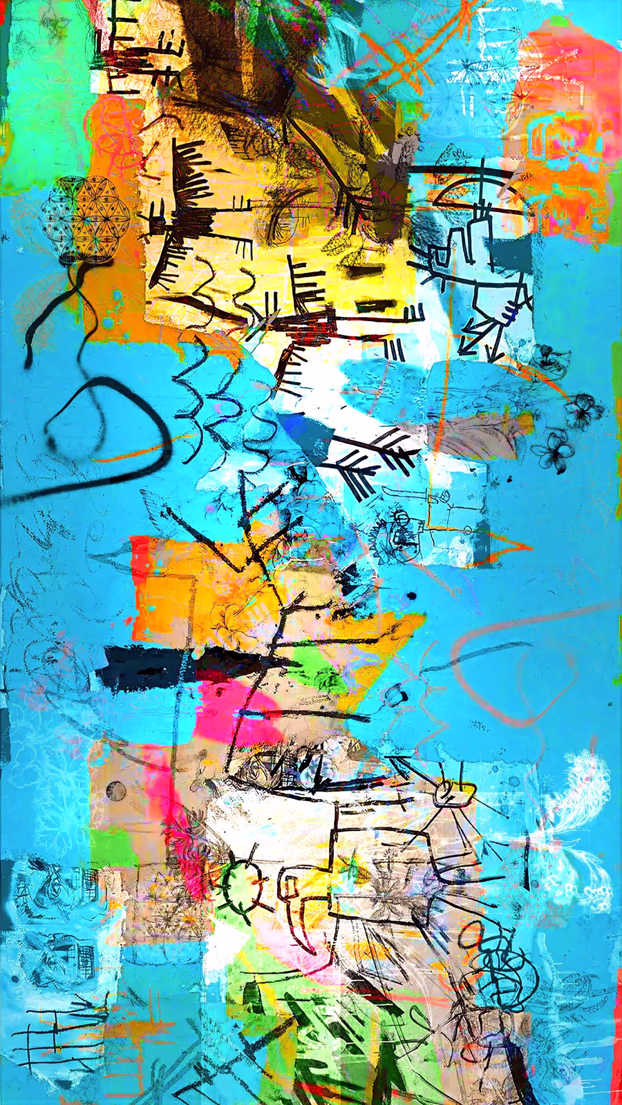Untitled (Turquoise Field Drawing) 1