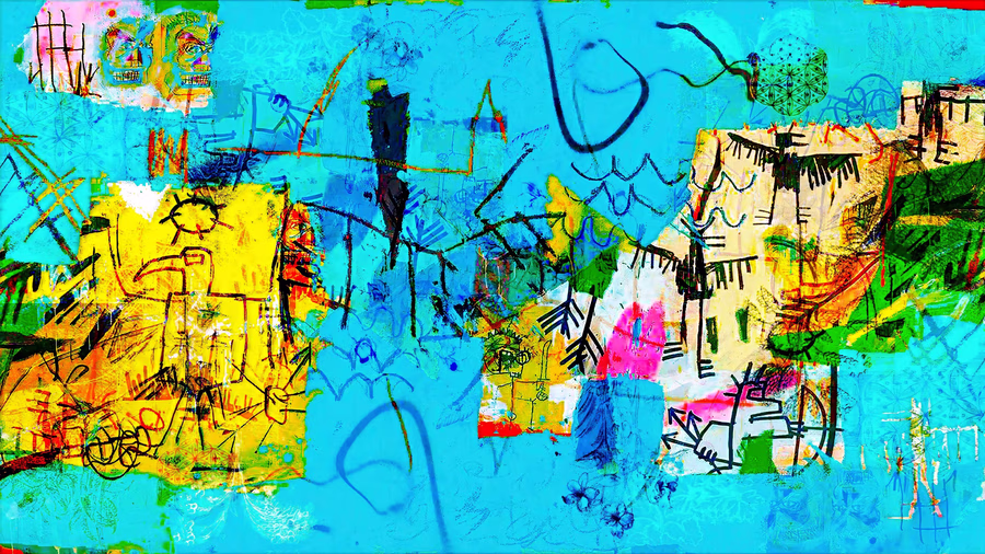 Untitled (Turquoise Pictograph Field)