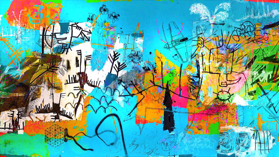 Untitled (Turquoise Field Drawing) 2