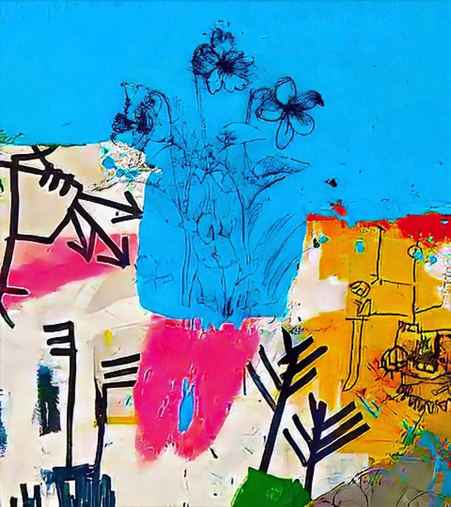 Untitled (Flowers and Marks)