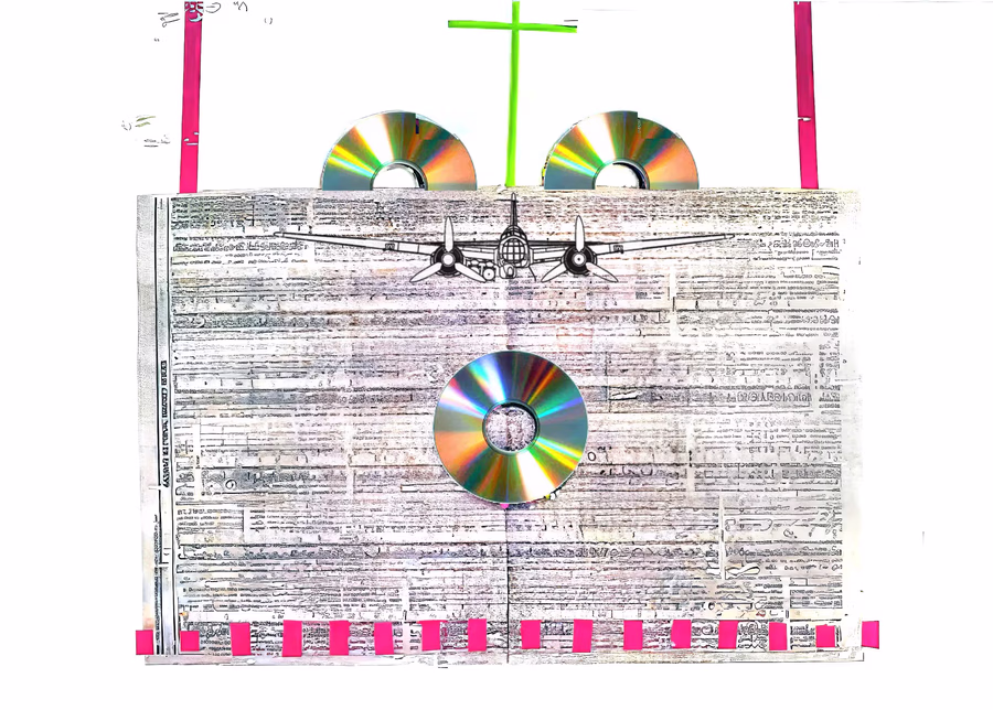 Untitled (Cross, CDs, Warplane) 1