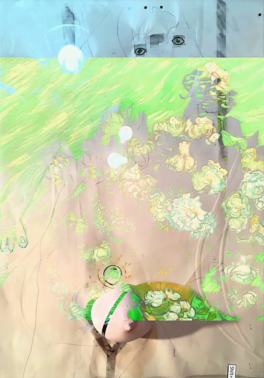 Untitled (Green Floral Figure)