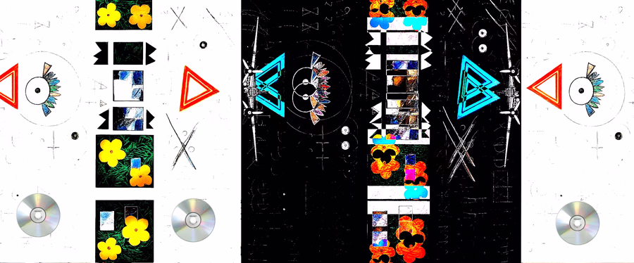 Diptych with Discs and Flowers