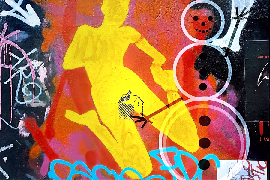 Yellow Figure with Snowman