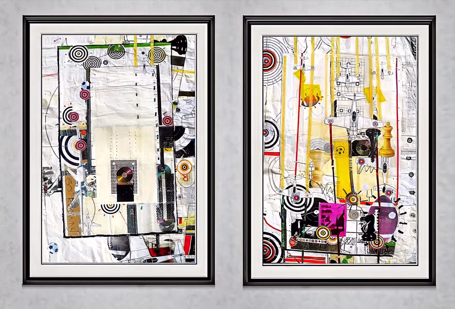 Diptych with Targets and Chess 1