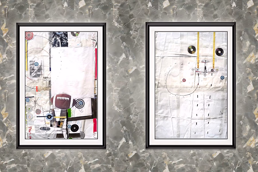 Diptych with Football and Warplanes