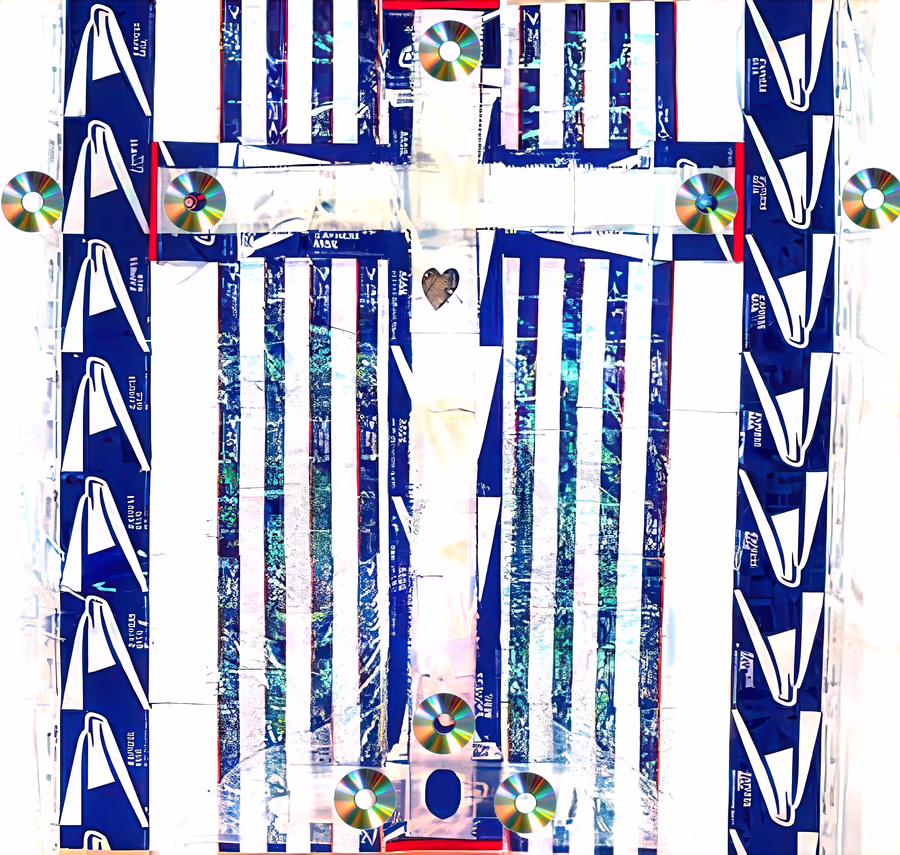 Untitled (CD Cross Stripes)
