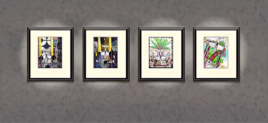 Four Framed Works Installation 1