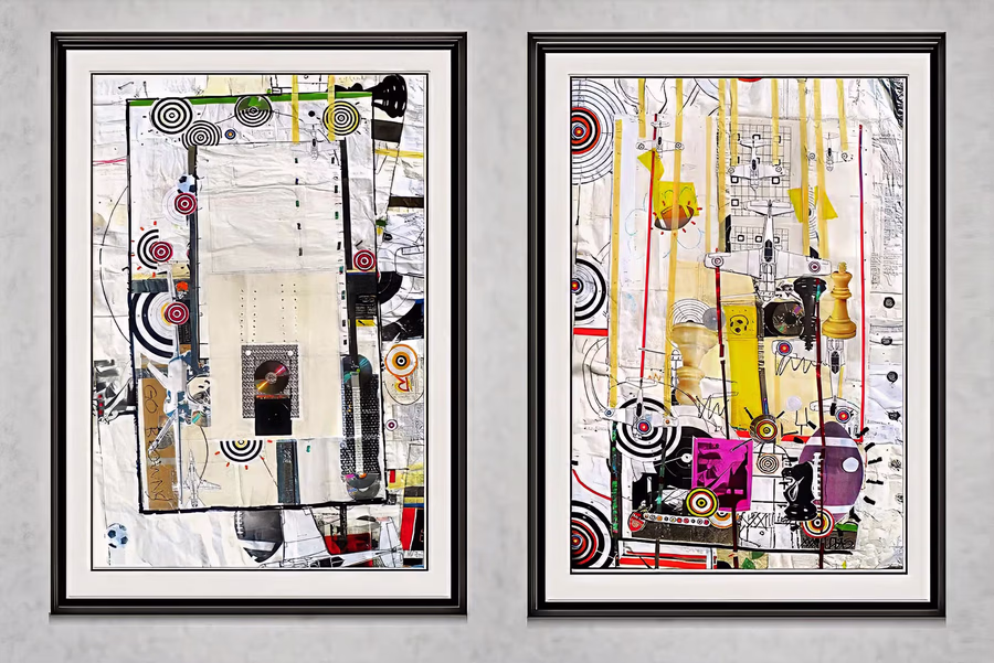 Diptych with Targets and Chess 4