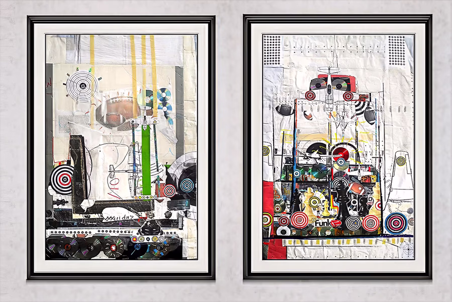 Untitled (Framed Diptych Collages)
