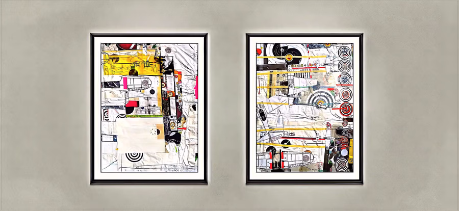 Framed Diptych (Collage Pair)