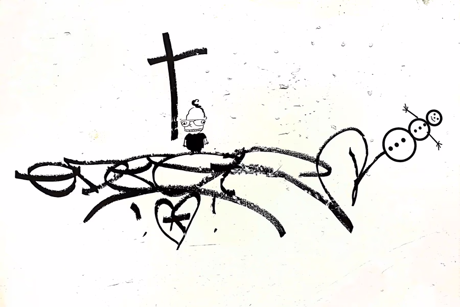 Untitled (Cross and Snowman)