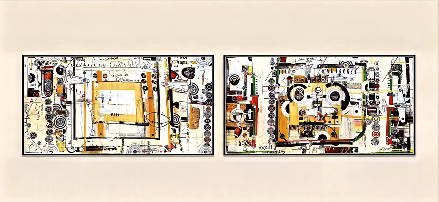 Diptych with Concentric Rings 2