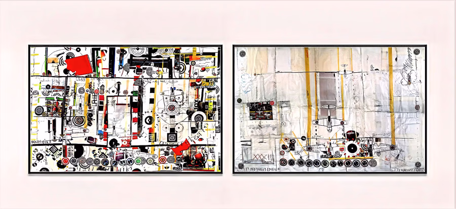 Diptych with Concentric Rings 3