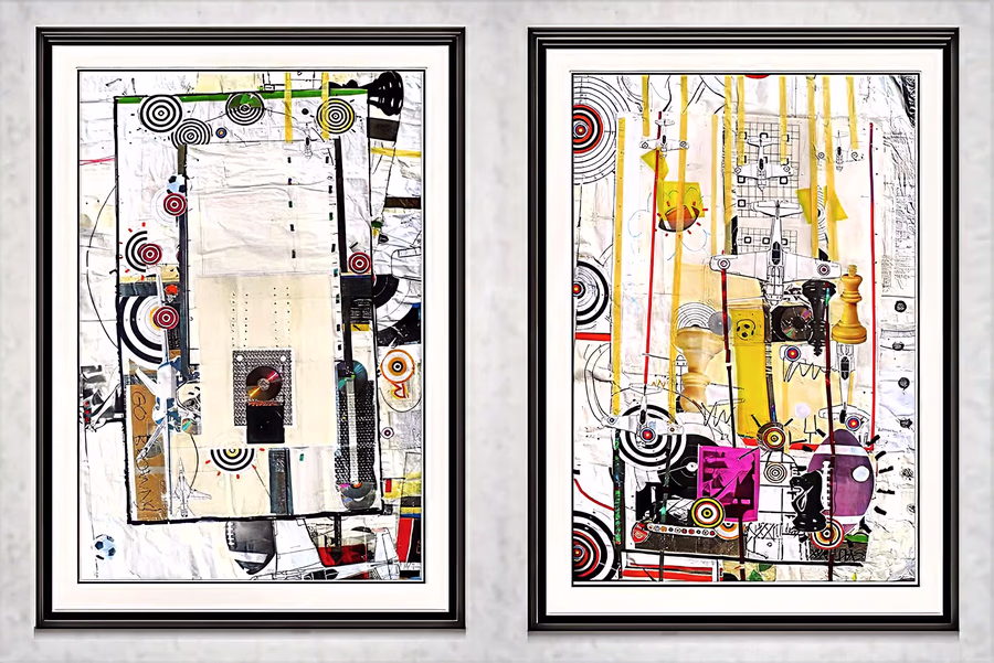 Diptych with Targets and Chess 5