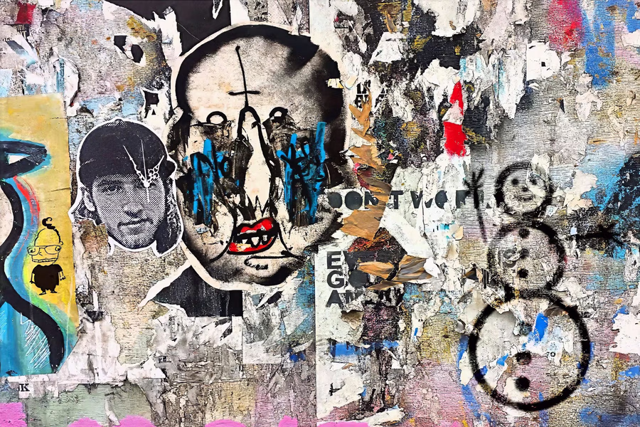 Untitled (Street Wall, Snowman Tag)