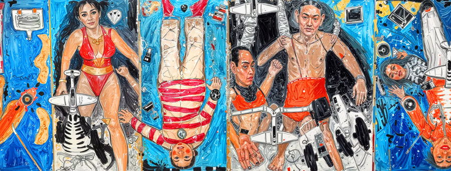 Four Figures, Blue Ground