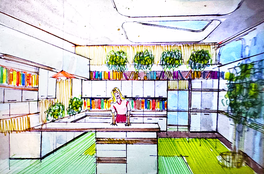 Interior Library Perspective