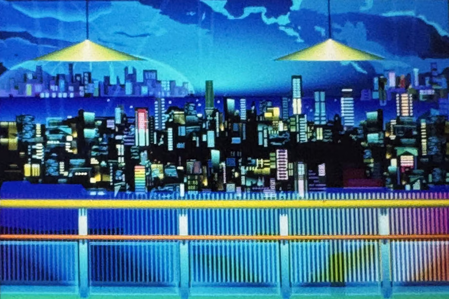 Neon City Night Panorama