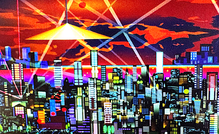 City Under Laser Sky