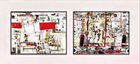 Diptych with Targets and Vinyl 2, 2000