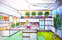 Interior Library Perspective, 1970