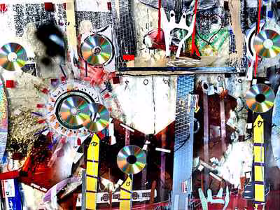 Untitled (Guernica with CDs) 3
