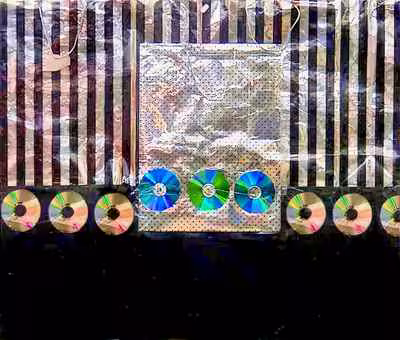 Untitled (CD Row with Stripes)
