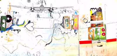 Untitled (Warplane Over Figures)