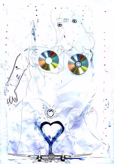 Untitled (CDs, Heart, Warplane)