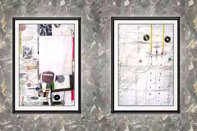 Diptych with Football and Warplanes