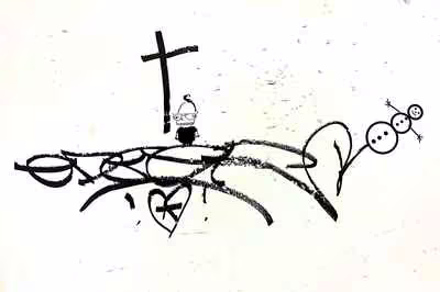 Untitled (Cross and Snowman)